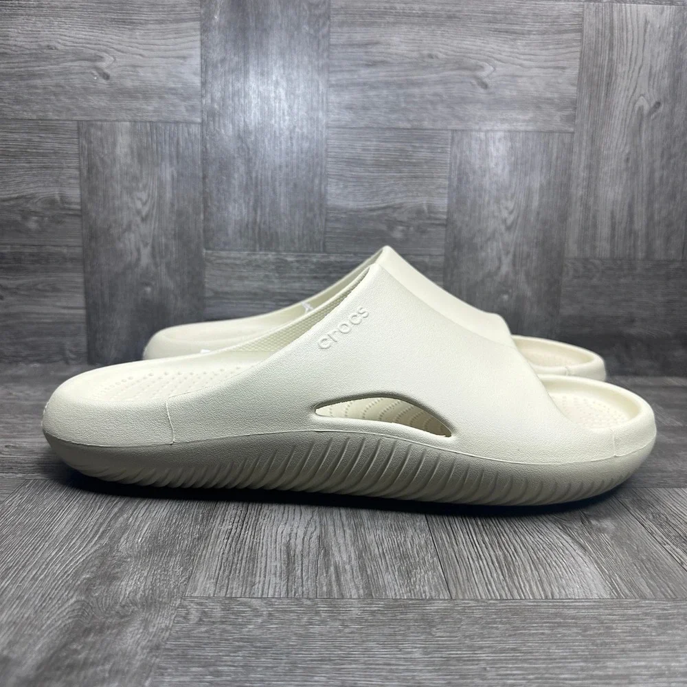 Crocs Mellow Recovery Slide Mens 13 Bone Off-White Comfort Foam NEW